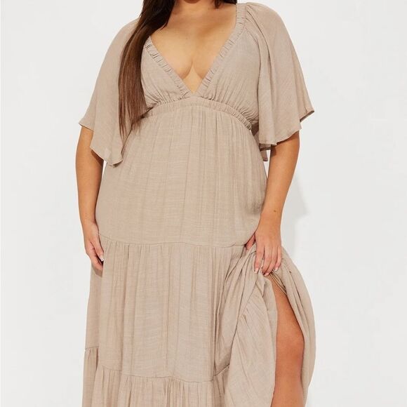 Elena Ruffle Maxi Dress - Mocha - Picture 2 of 3